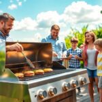 Barbecue with lid options for outdoor cooking