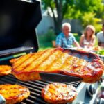 Grilling pork chops on the grill