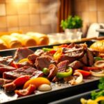 Ingredients for a philly cheesesteak