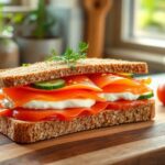 Smoked salmon sandwich cream cheese