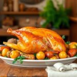 Spatchcock turkey with roasted root vegetables