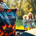 Stretching a bag of charcoal